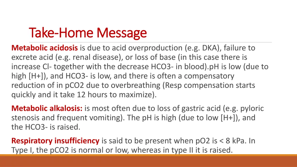 take take home message home message metabolic