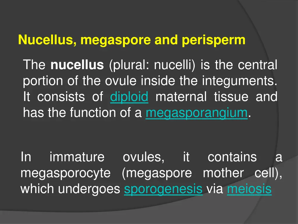 nucellus megaspore and perisperm