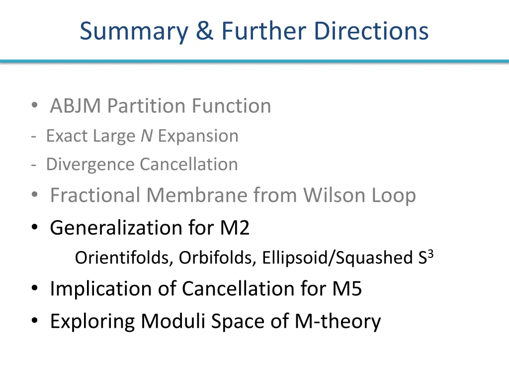 summary further directions