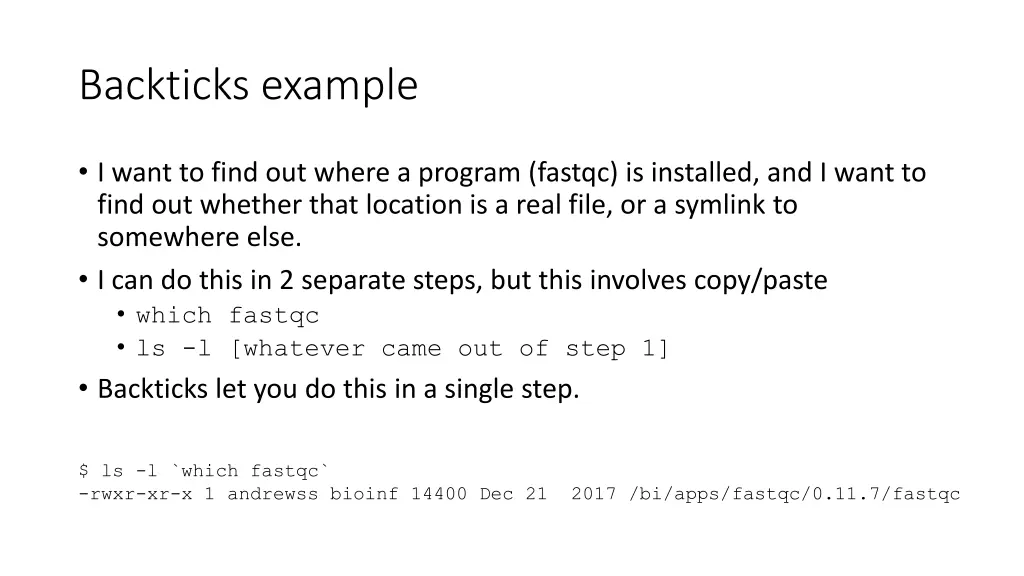 backticks example