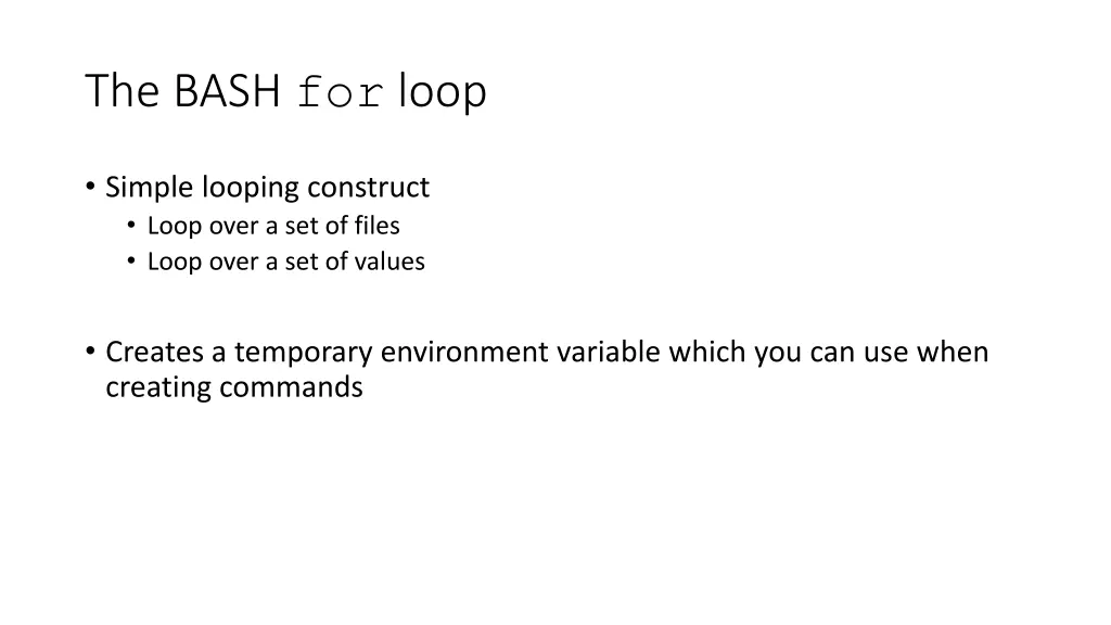 the bash for loop