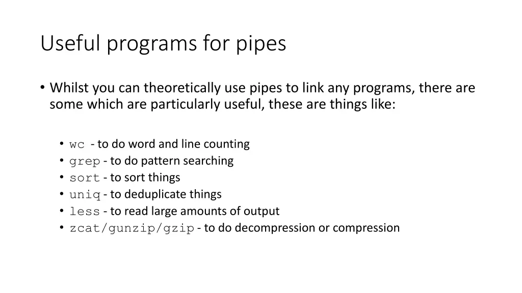 useful programs for pipes
