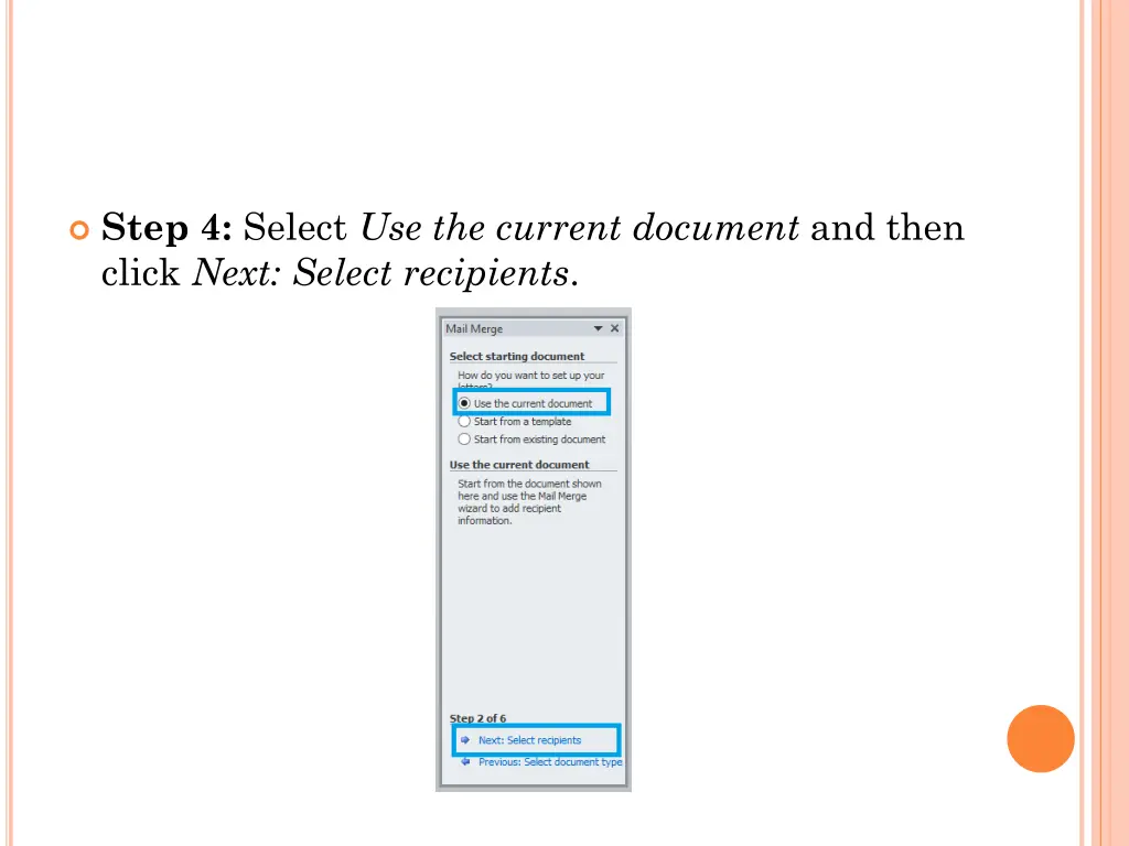 step 4 select use the current document and then