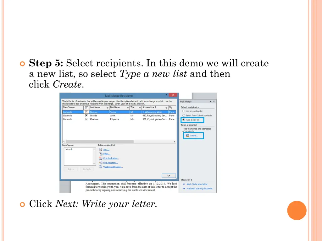 step 5 select recipients in this demo we will