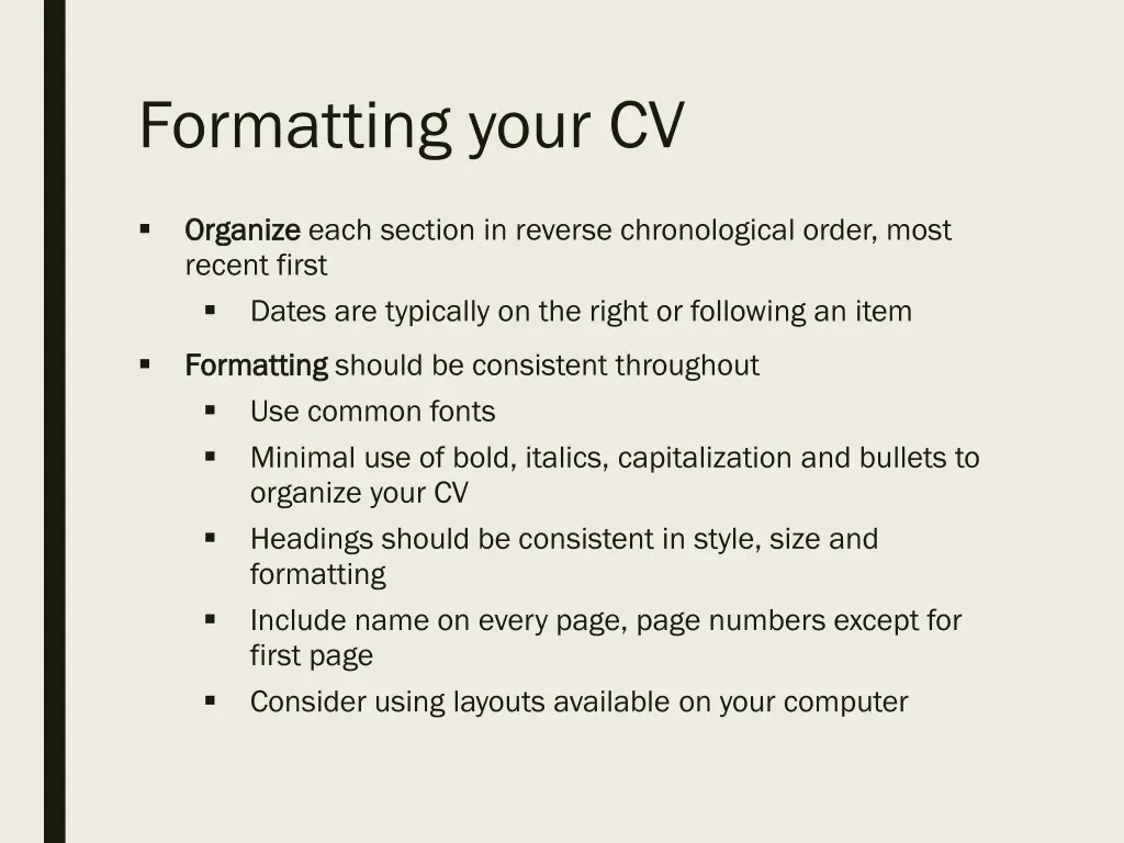 formatting your cv