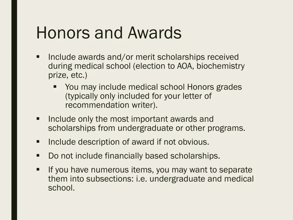 honors and awards