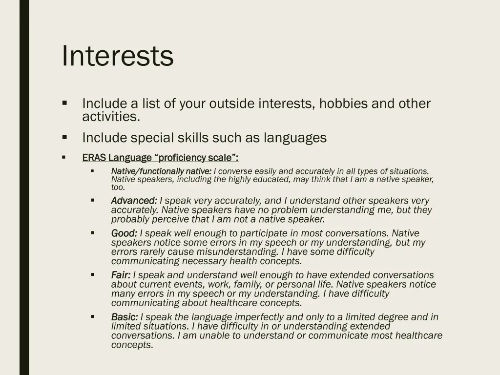 interests