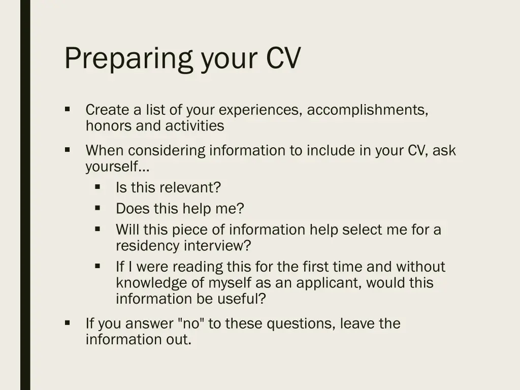 preparing your cv