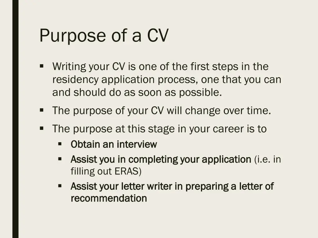 purpose of a cv