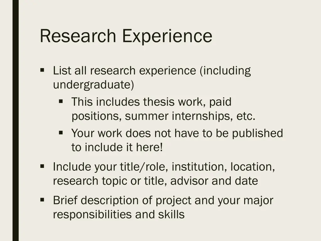 research experience