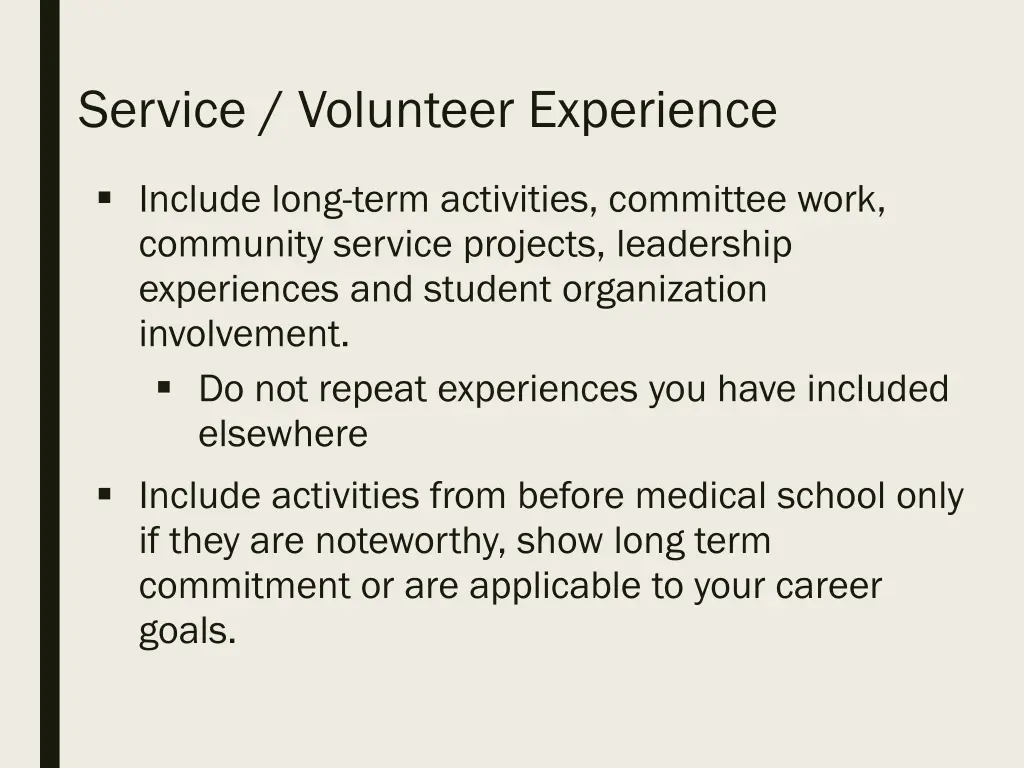 service volunteer experience