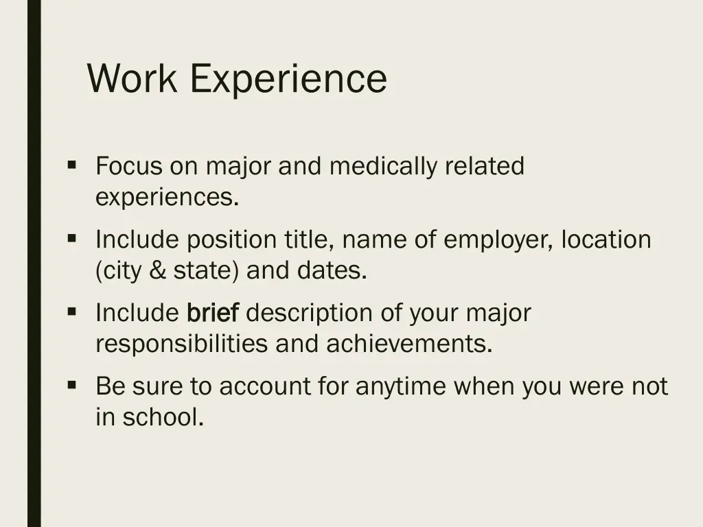 work experience