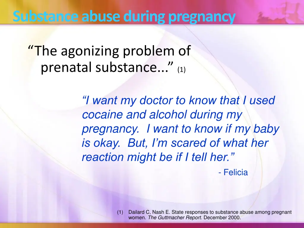 substance abuse during pregnancy