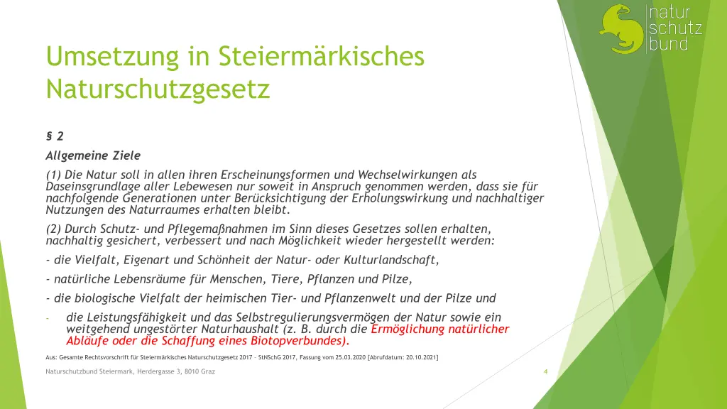 umsetzung in steierm rkisches naturschutzgesetz