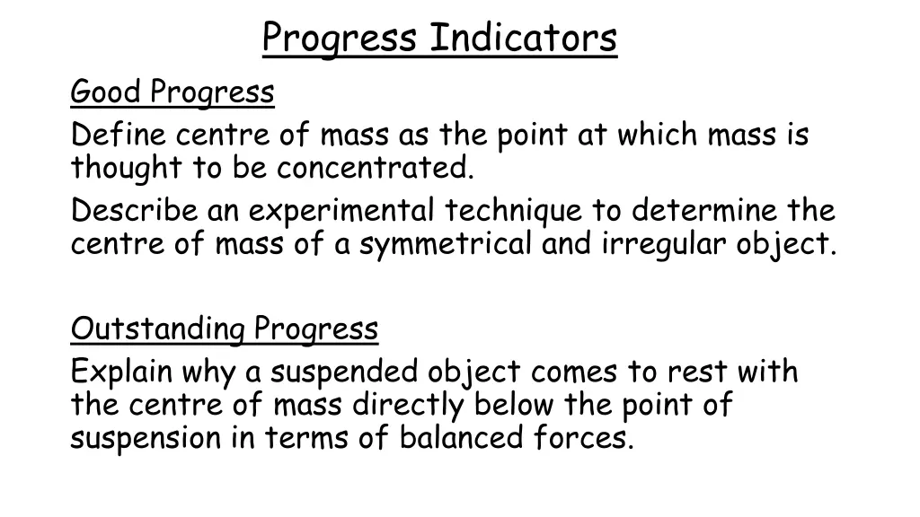 progress indicators