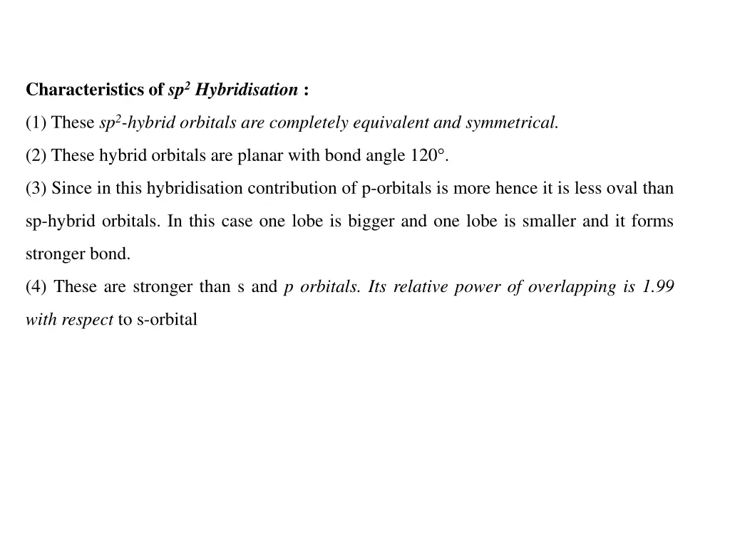 characteristics of sp 2 hybridisation
