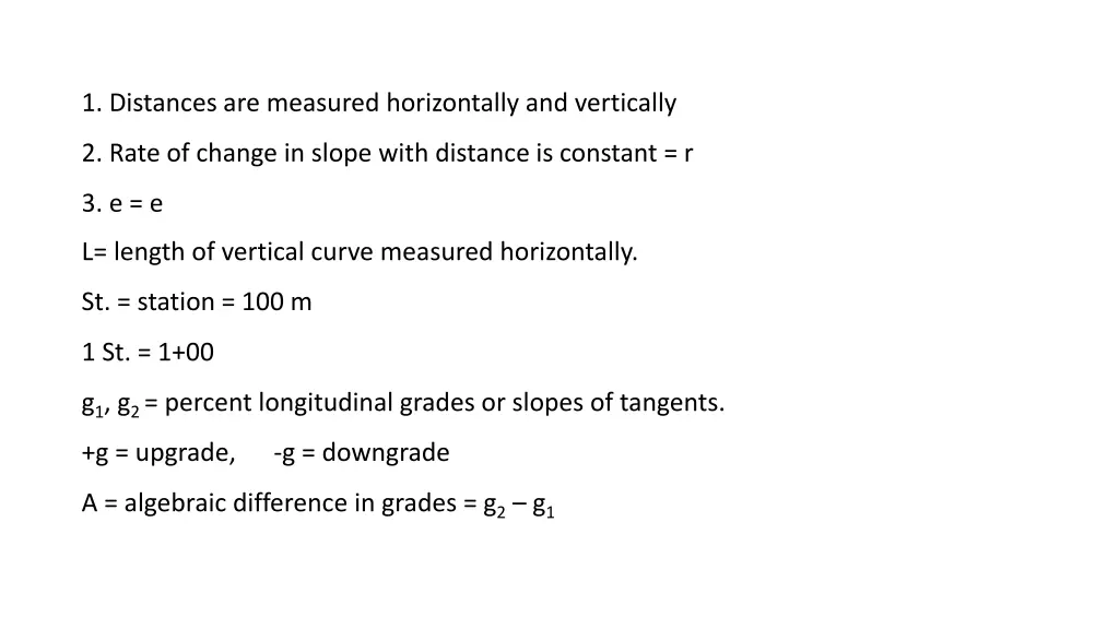 1 distances are measured horizontally