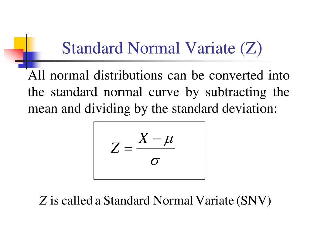 standard normal variate z
