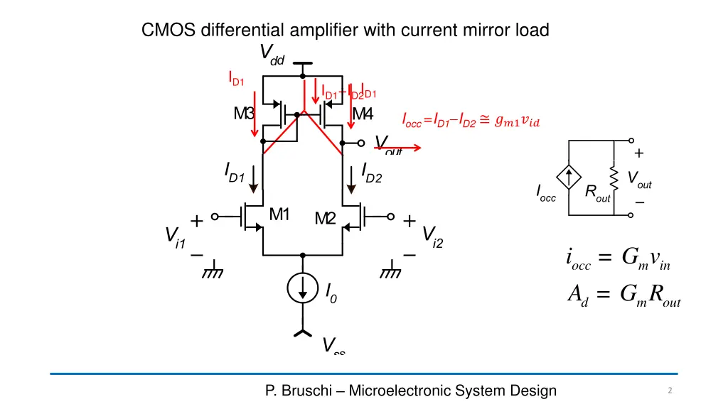 cmos differential amplifier with current mirror 1