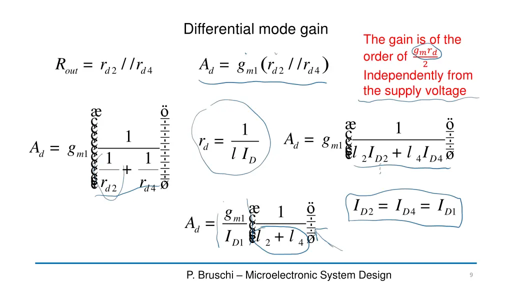 differential mode gain 1