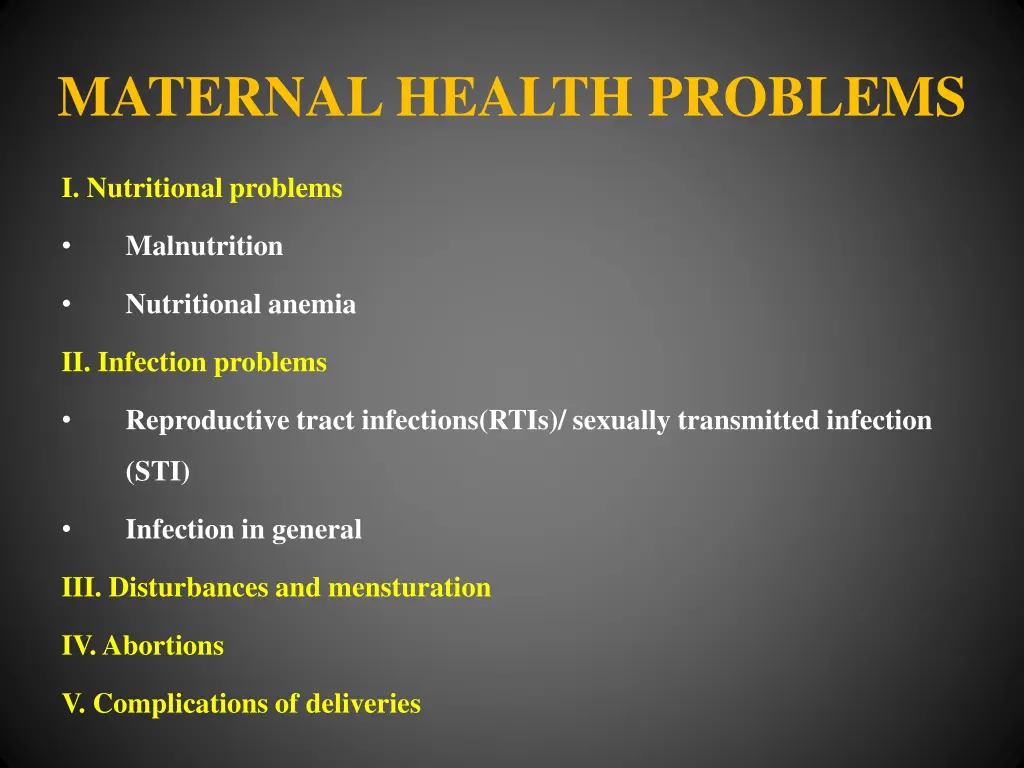 maternal health problems