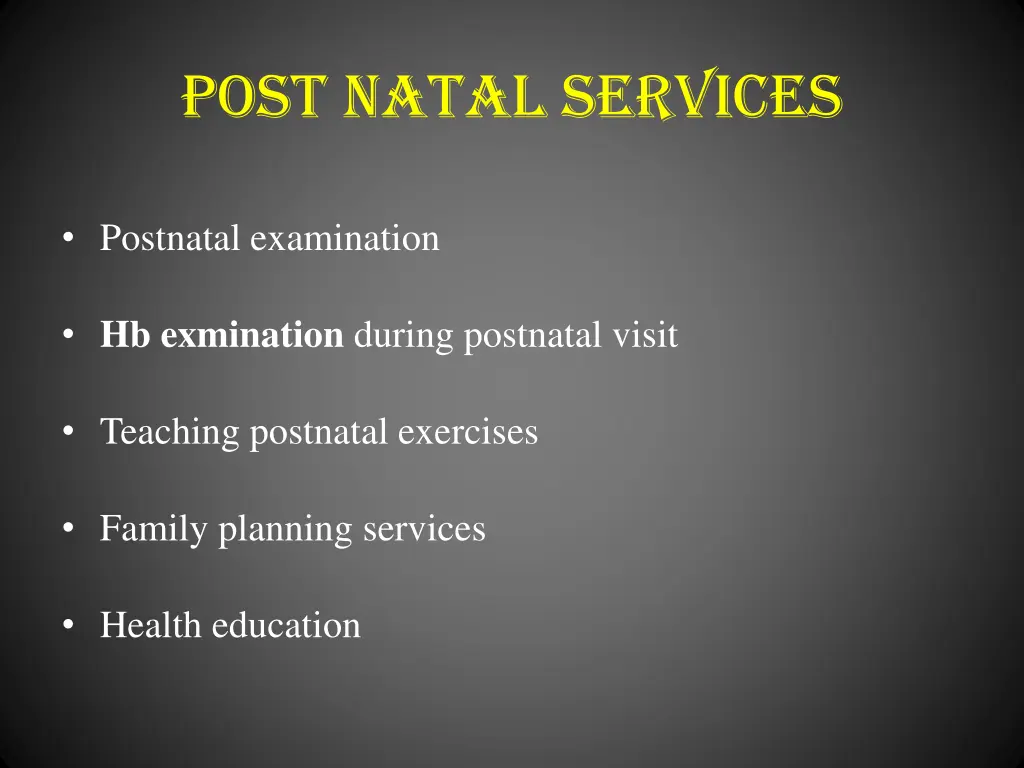 post natal services 1