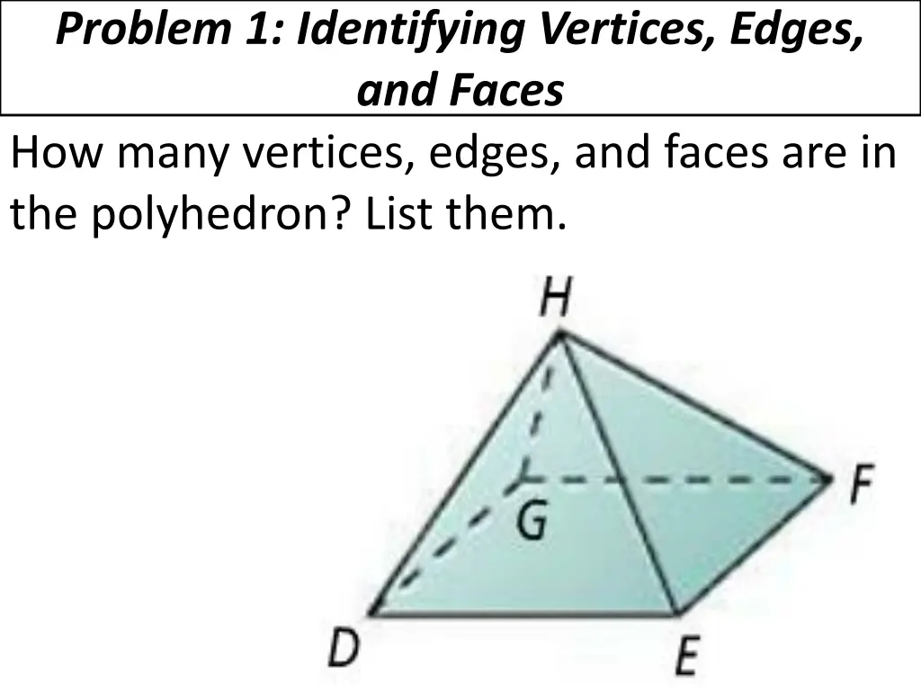 problem 1 identifying vertices edges and faces