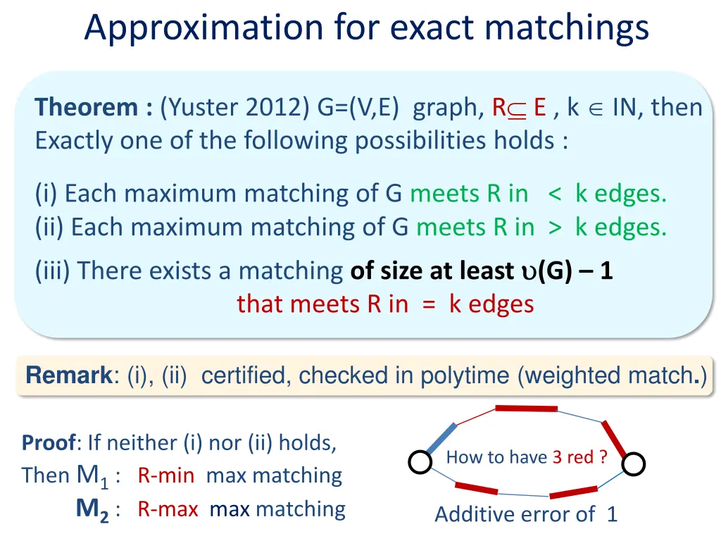 approximation for exact matchings