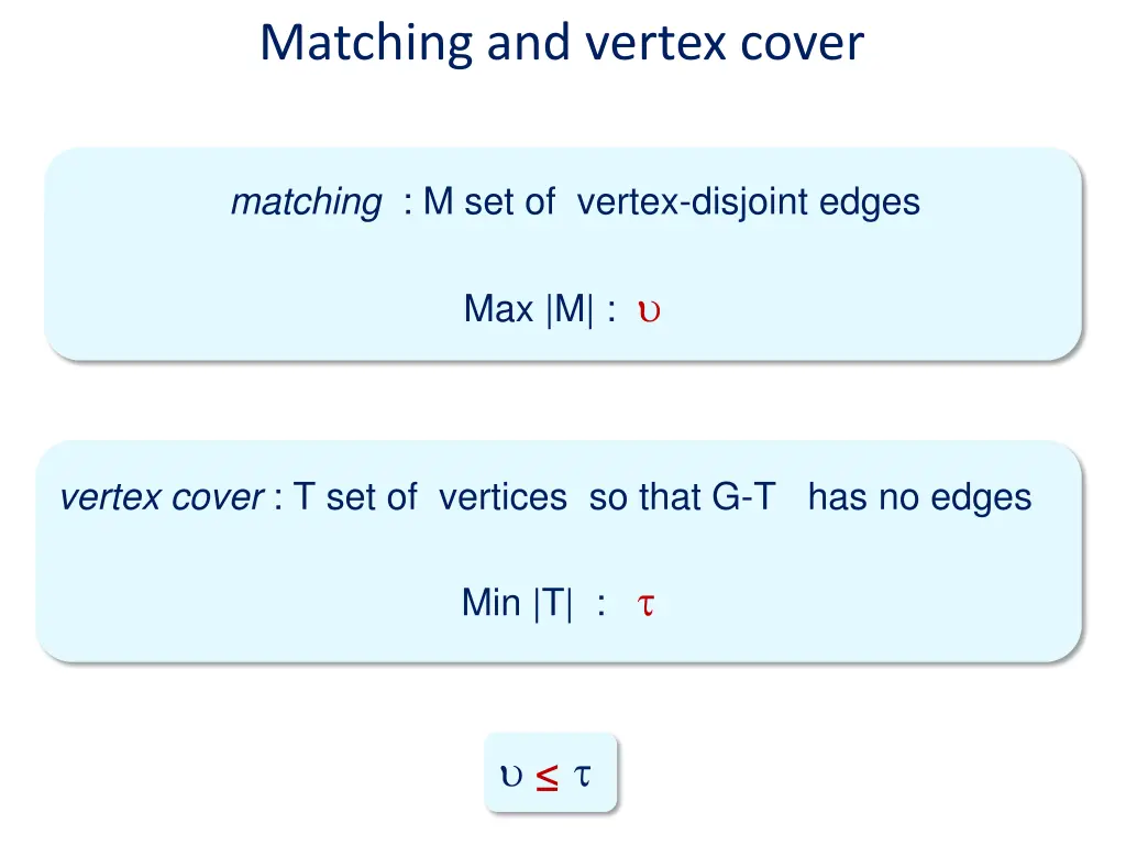 matching and vertex cover