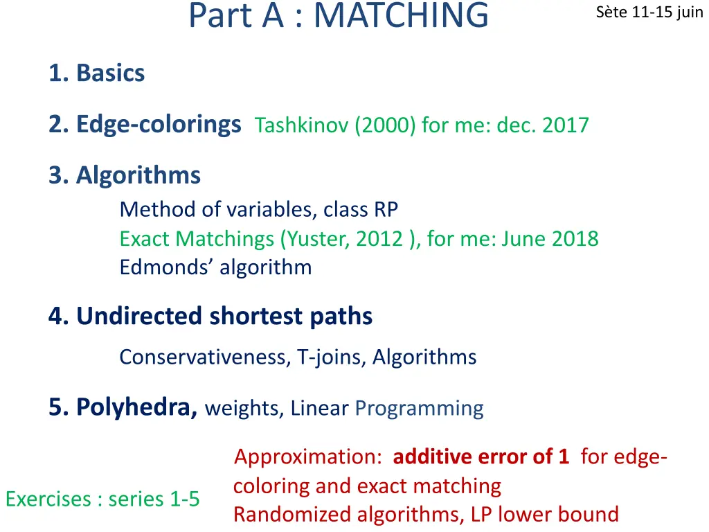 part a matching
