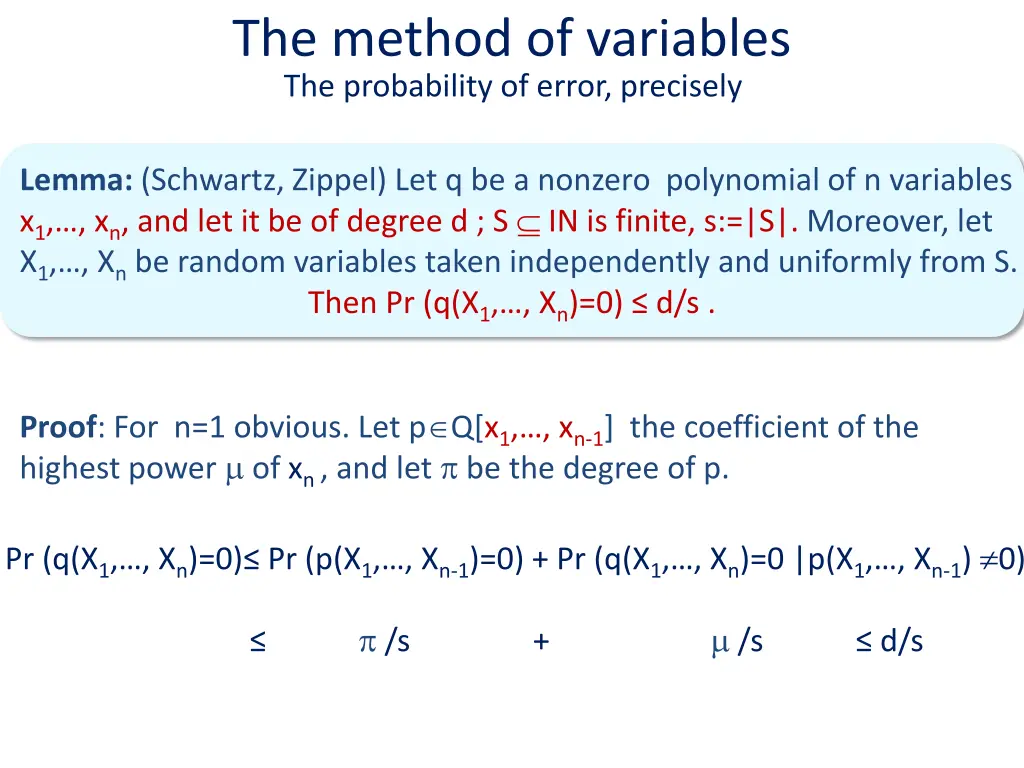 the method of variables the probability of error
