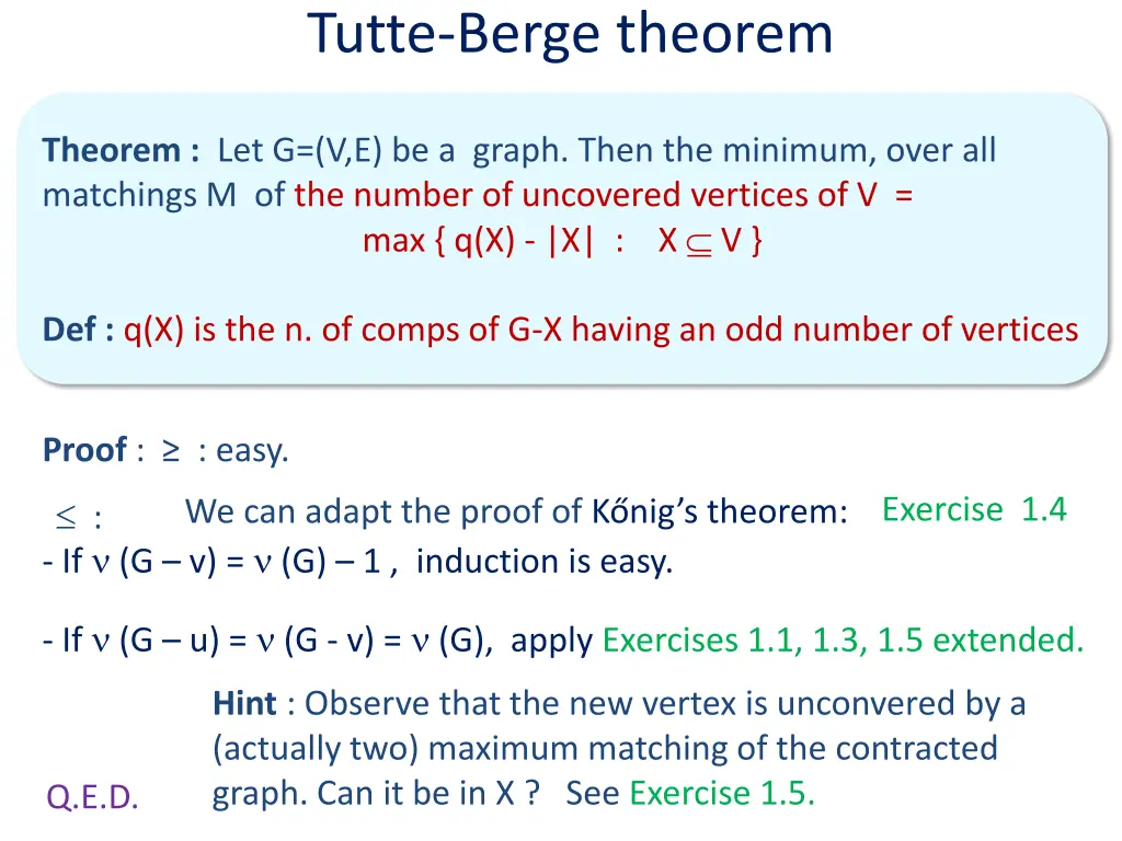 tutte berge theorem