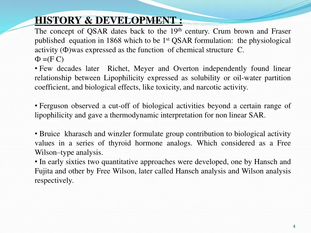 history development the concept of qsar dates