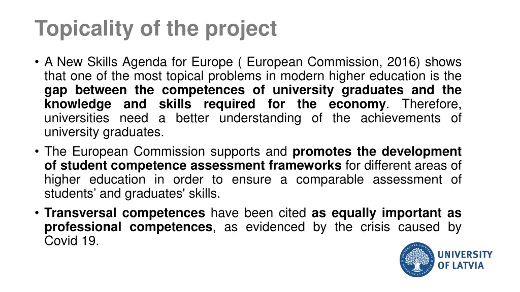 topicality of the project