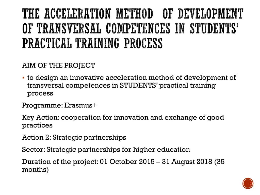 the acceleration method of development