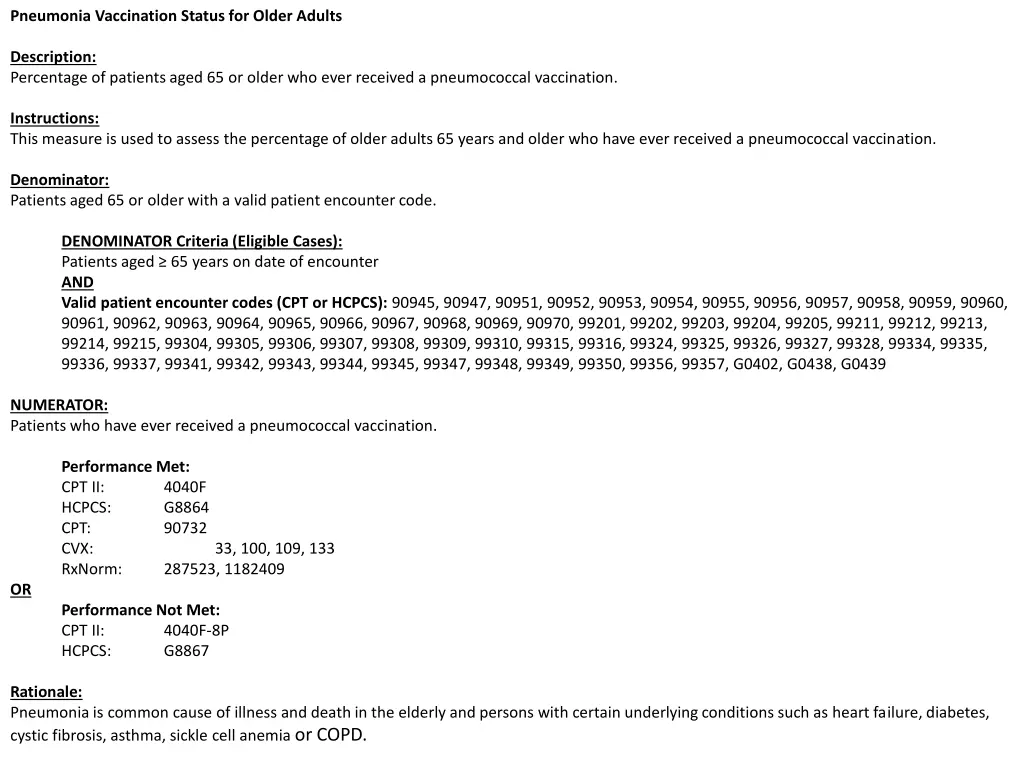 pneumonia vaccination status for older adults