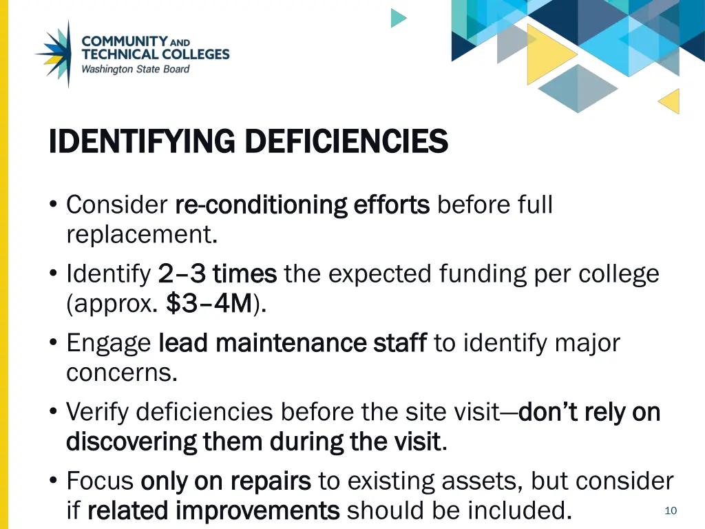 identifying deficiencies identifying deficiencies