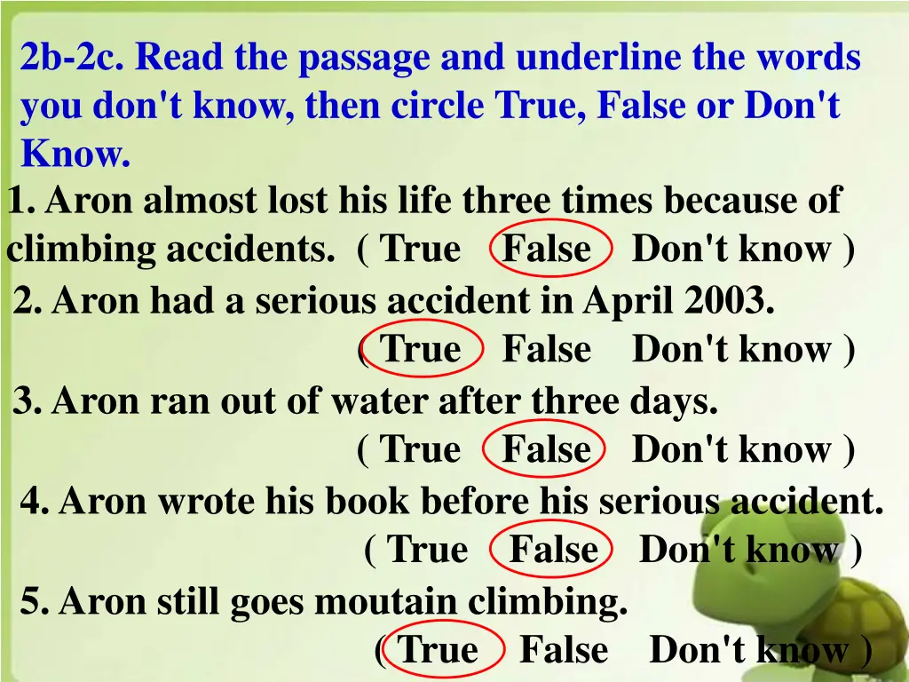 2b 2c read the passage and underline the words