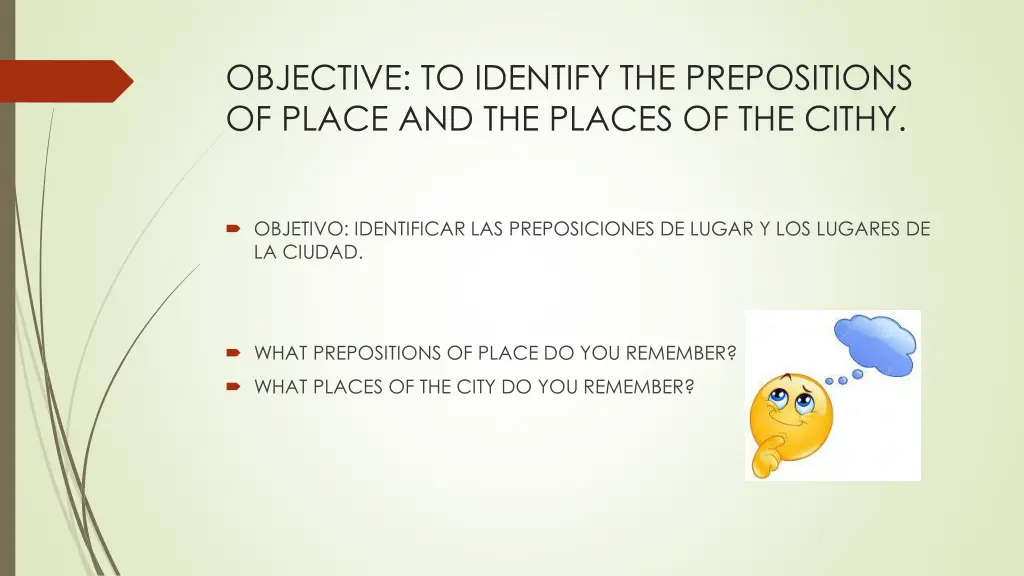 objective to identify the prepositions of place
