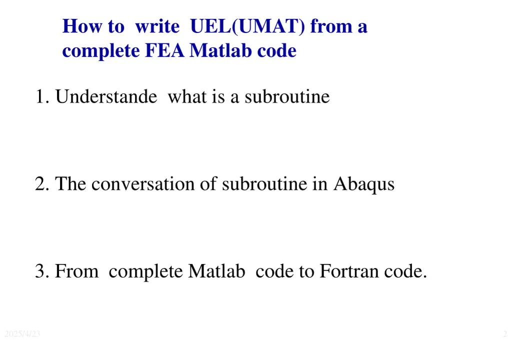 how to write uel umat from a complete fea matlab