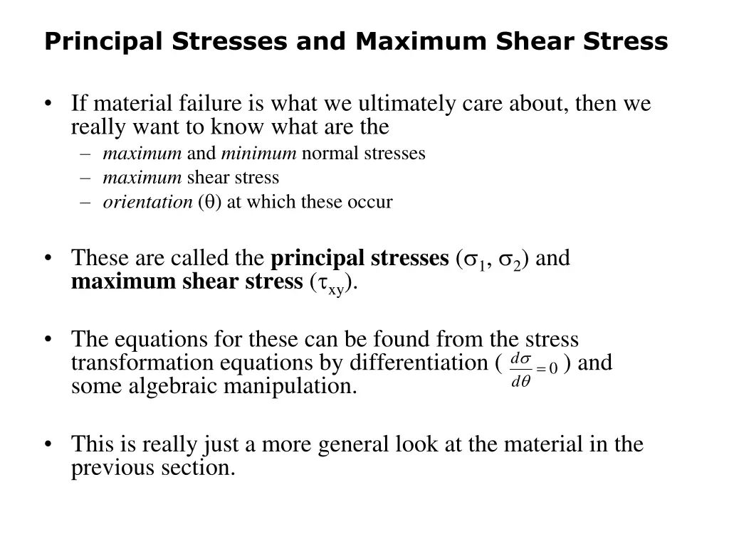 principal stresses and maximum shear stress