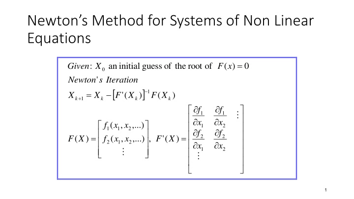 newton s method for systems of non linear