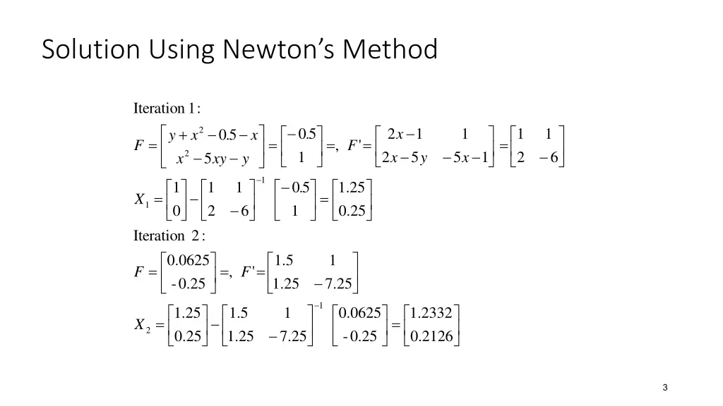 solution using newton s method