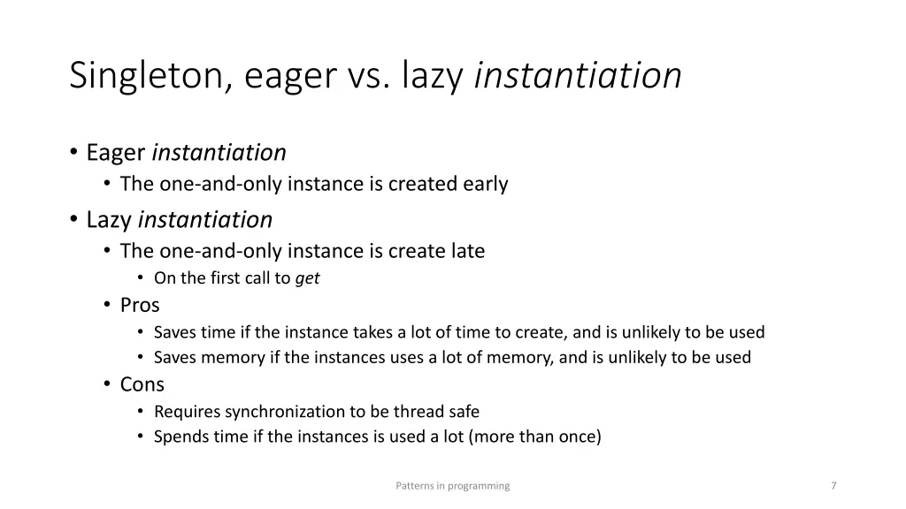 singleton eager vs lazy instantiation