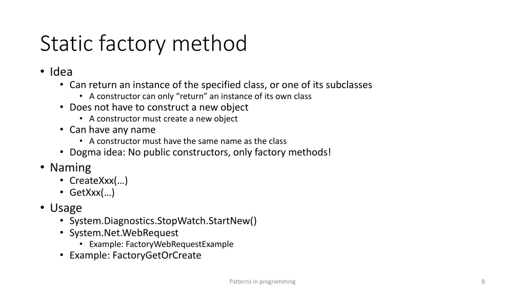 static factory method