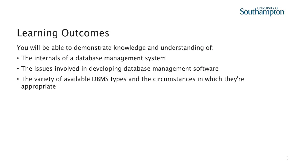 learning outcomes
