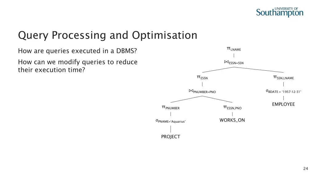 query processing and optimisation