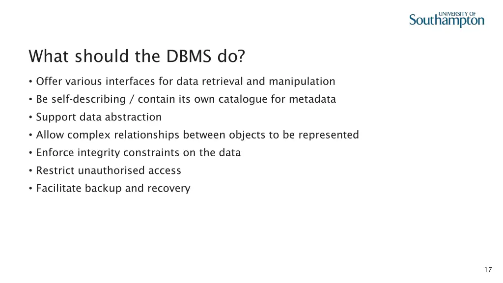 what should the dbms do 1