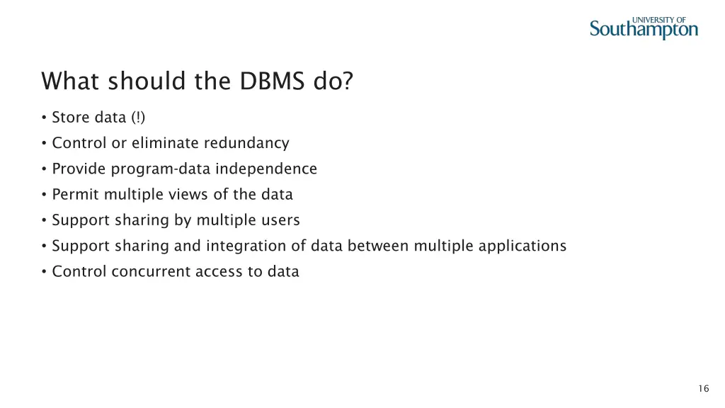 what should the dbms do