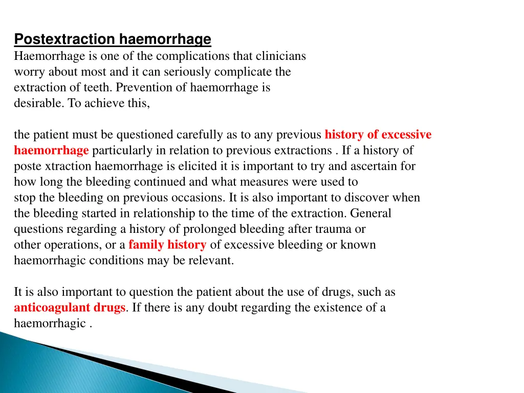 postextraction haemorrhage haemorrhage